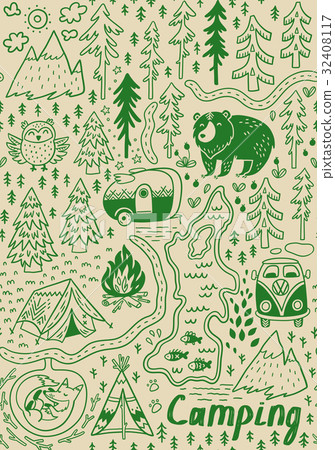 Summer camp and national park seamless pattern Summer camp and national park seamless pattern 32408117