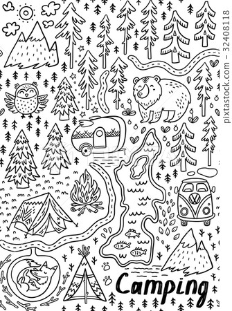 Summer camp and national park seamless pattern Summer camp and national park seamless pattern 32408118