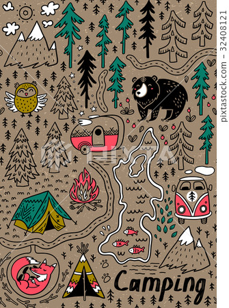 Summer camp and national park seamless pattern Summer camp and national park seamless pattern 32408121