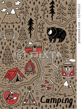 Summer camp and national park seamless pattern Summer camp and national park seamless pattern 32408122