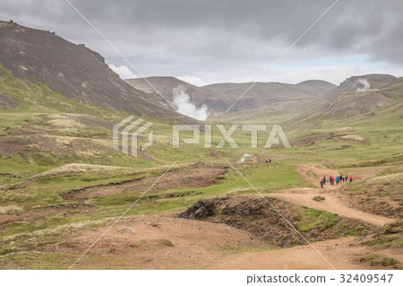 Reykjadalur hotspring in Iceland 32409547