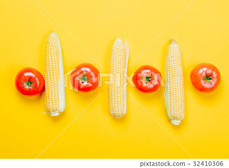 Above view at tomatoes and corn Above view at tomatoes and corn 32410306
