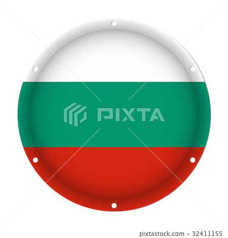 round metallic flag of Bulgaria with screw holes 32411155