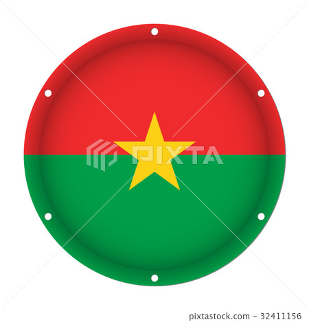 round metal flag of Burkina Faso with screw holes 32411156