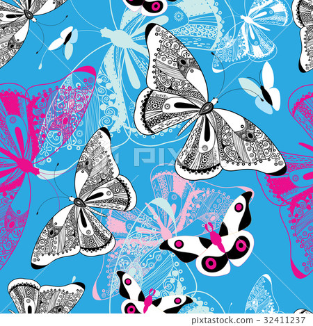 Vector ornamental pattern with butterflies Vector ornamental pattern with butterflies 32411237