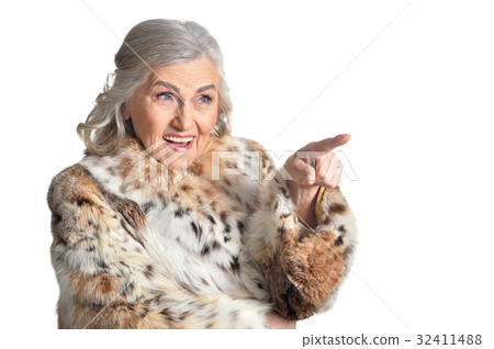 Senior woman in fur Senior woman in fur 32411488