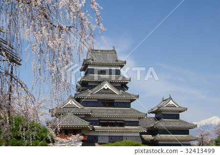 Shinshu Matsumoto的國寶被春天的櫻桃松本包圍鑄造現有12個Tensoi Matsumoto旅遊中心之一 Shinshu Matsumoto的國寶被春天的櫻桃松本包圍鑄造現有12個Tensoi Matsumoto旅遊中心之一 32413499