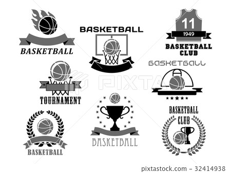 Basketball vector icons set for club championship 32414938