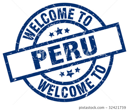 welcome to Peru blue stamp - Stock Illustration [32421739] - PIXTA