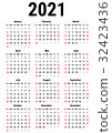 Calendar for 2021 32423436