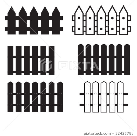 set fence icon on white background. fence sign. 32425793
