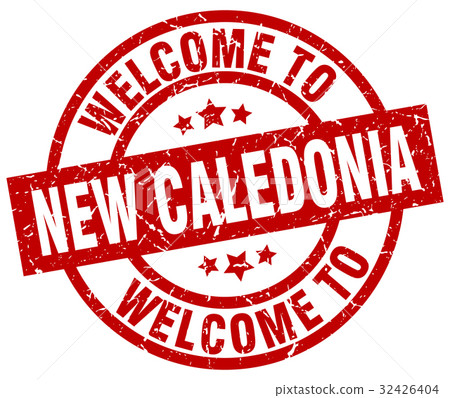 welcome to New Caledonia red stamp 32426404