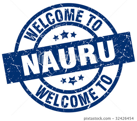 welcome to Nauru blue stamp 32426454