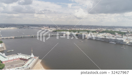 Aerial high altitude photo of St. Petersburg neva 32427967
