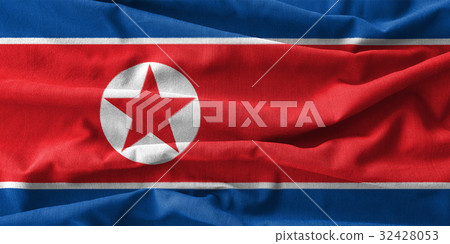 North korea flag painting on wave cotton fabrics North korea flag painting on wave cotton fabrics 32428053