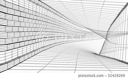 Abstract architecture wireframe structure 3D Abstract architecture wireframe structure 3D 32429269