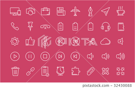 Set Vector Flat Line Icons Mobile Design - Stock Illustration [32430088 ...