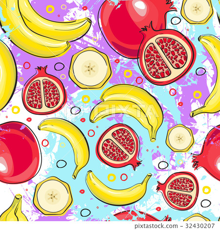Seamless Pattern Different Fruits Summer Ornament - Stock Illustration ...