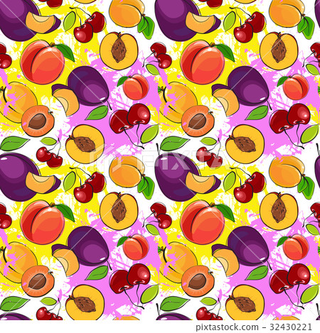 Seamless Pattern Different Fruits Summer Ornament 32430221