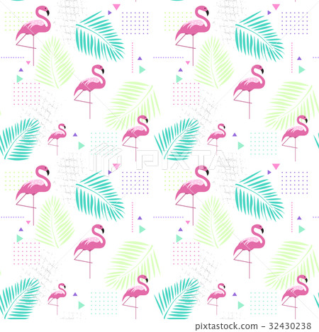 Seamless Pattern Flamingo Tropical Summer Ornament - Stock Illustration ...