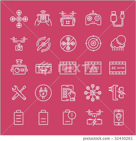 Set Vector Flat Line Icons Drones - Stock Illustration [32430261] - PIXTA