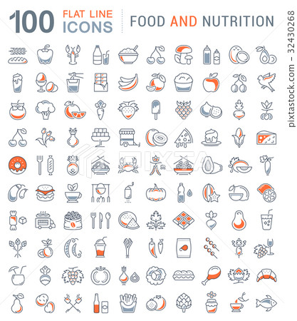 Set Line Icons Food 32430268