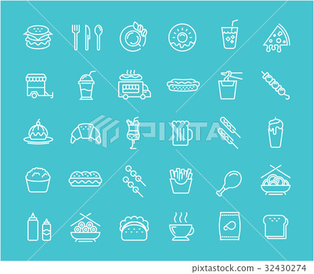 Set Vector Flat Line Icons Fast Food 32430274