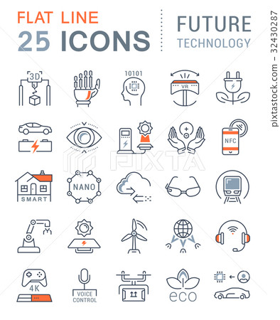 Set Vector Flat Line Icons Future Technology 32430287