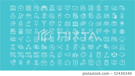 Set Vector Flat Line Icons Office and Business 32430340