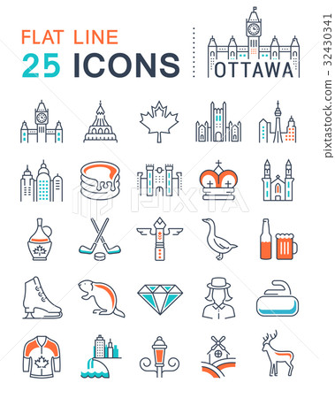 Set Vector Flat Line Icons Ottawa 32430341