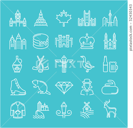 Set Vector Flat Line Icons Ottawa 32430343