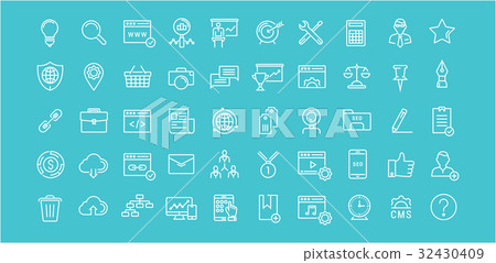 Set Vector Flat Line Icons SEO 32430409