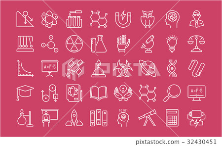 Set Vector Flat Line Icons Physic - Stock Illustration [32430451] - PIXTA