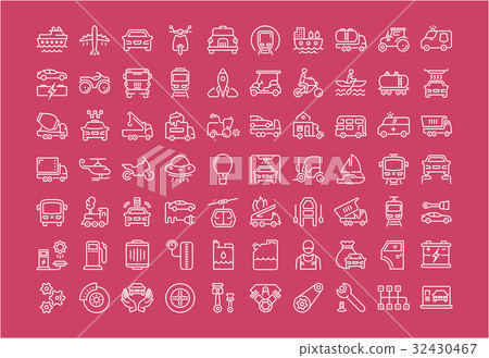 Set Vector Flat Line Icons Transport Set Vector Flat Line Icons Transport 32430467