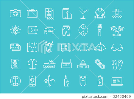 Set Vector Flat Line Icons Travel Set Vector Flat Line Icons Travel 32430469