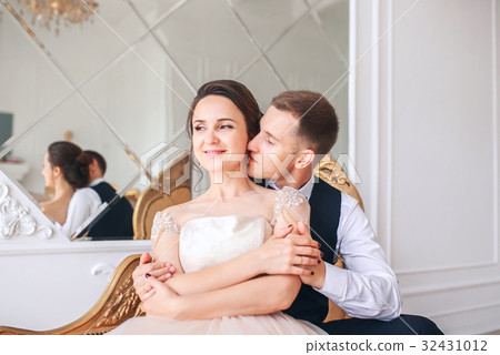 wedding couple on the studio. Wedding day.  32431012