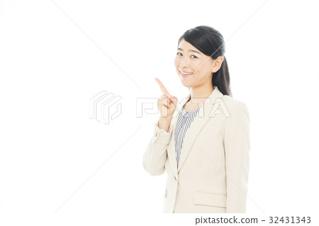 Business woman pointing white back 32431343