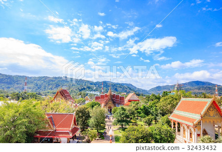Panorama of ancient Buddhist temple Wat Chalong Panorama of ancient Buddhist temple Wat Chalong 32433432