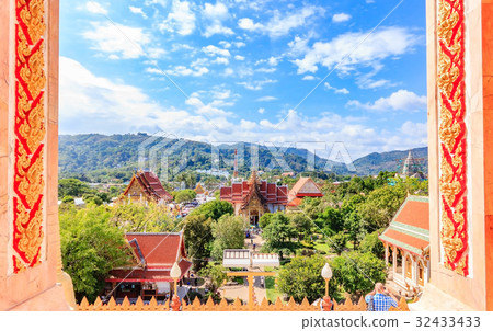 Panorama of ancient Buddhist temple Wat Chalong 32433433