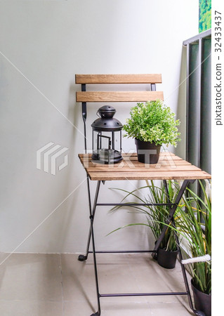 Living room Interior with flower pots and lamp Living room Interior with flower pots and lamp 32433437