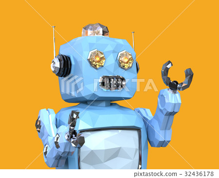 Close-up image of a low-poly style retro robot - Stock Illustration  [32436178] - PIXTA