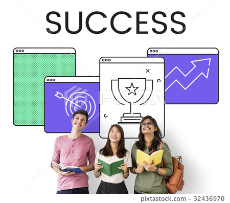 Diverse students with success concept Diverse students with success concept 32436970