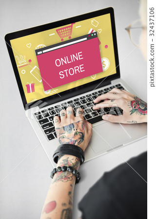 Online Purchase Payment Commerce Concept Online Purchase Payment Commerce Concept 32437106