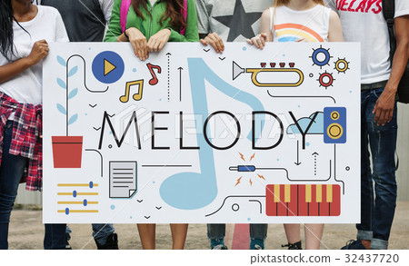 Music Note Melody Sound Play Word Graphic Music Note Melody Sound Play Word Graphic 32437720