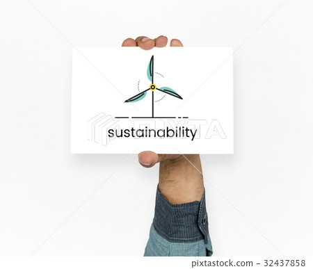 Hand holding network graphic overlay billboard 32437858