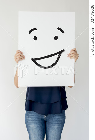 Illustration of smiley face on banner 32438026