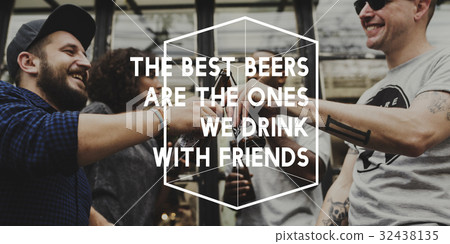 Friends Drink Beer Together Happiness Cheers Friends Drink Beer Together Happiness Cheers 32438135