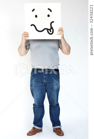 Illustration of drunk unconscious face on banner 32438221