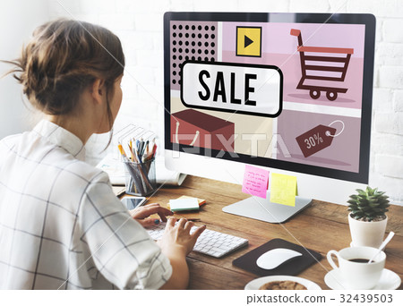 Illustration of sale offer discount promotion shopaholic 32439503