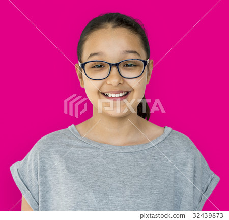 Young Adult Woman Face Smile Expression Studio Portrait 32439873